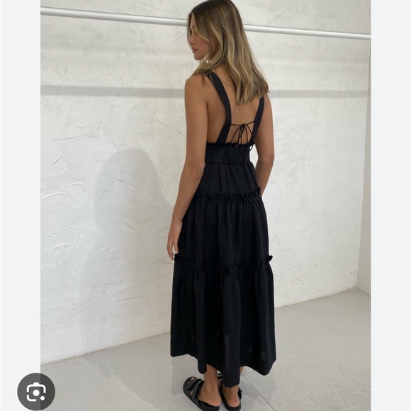 SHONA JOY NICOLETTE LINEN TIERED MIDI DRESS - Picture 3 of 8